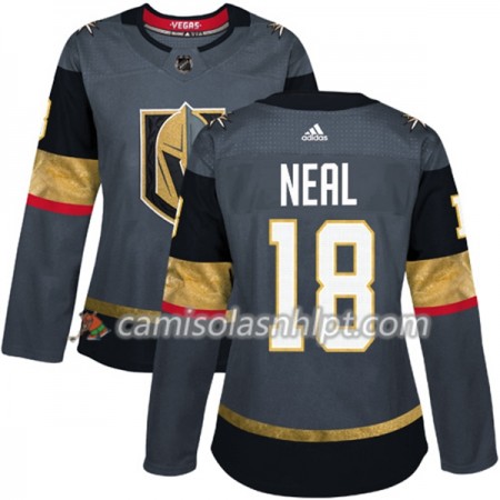 Camisola Vegas Golden Knights James Neal 18 Adidas 2017-2018 Cinza Authentic - Mulher
